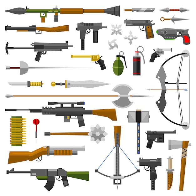 Vector weapons vector guns collection icons