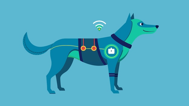 A wearable training vest for dogs that has sensors to record their movements during activities and