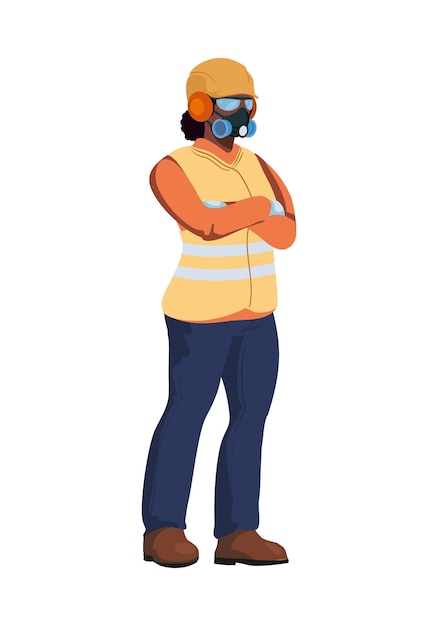 Vector wearing safety equipment employee