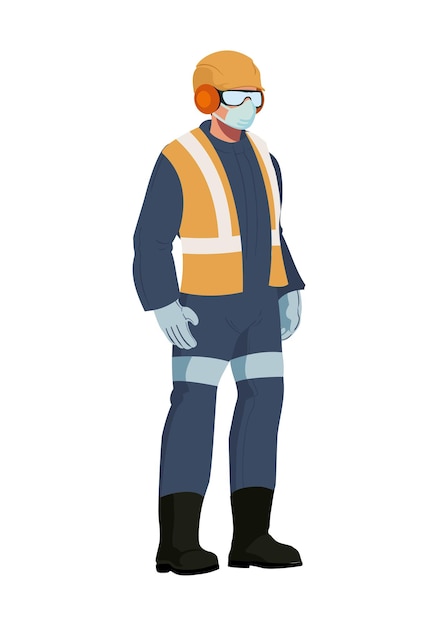 wearing safety equipment industrial worker