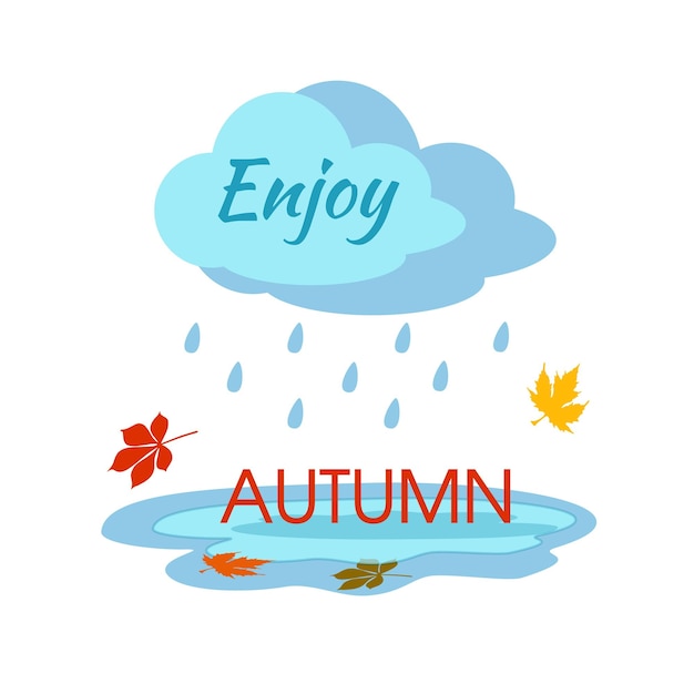 Weather of Autumn. Cloud and rain. Enjoy Autumn square picture. Fall leaves