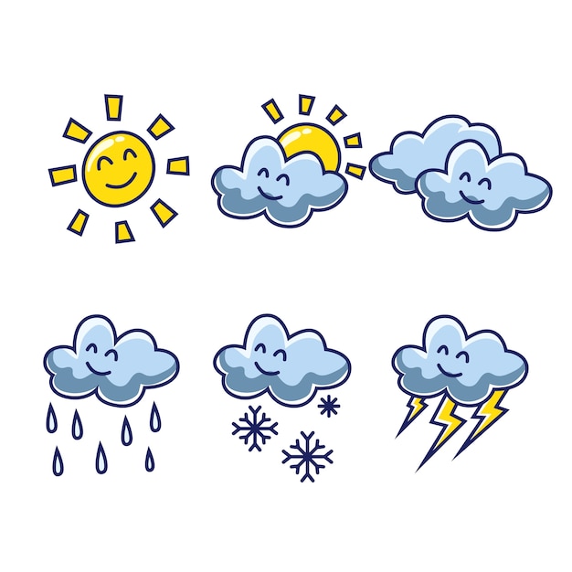 Weather cartoon set