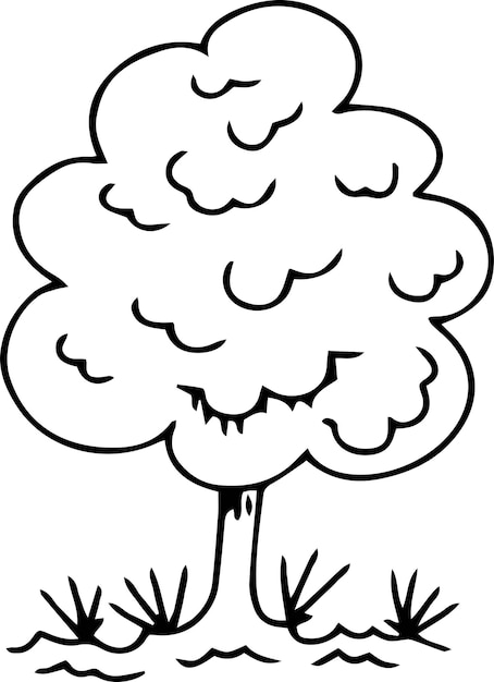 under the tree clipart black and white