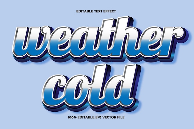 Weather Cold Editable Text Effect 3D Emboss Gradient Style