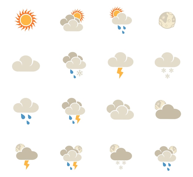 Weather colored icons symbols