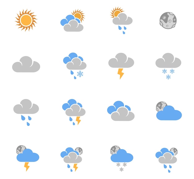 Weather colored icons symbols