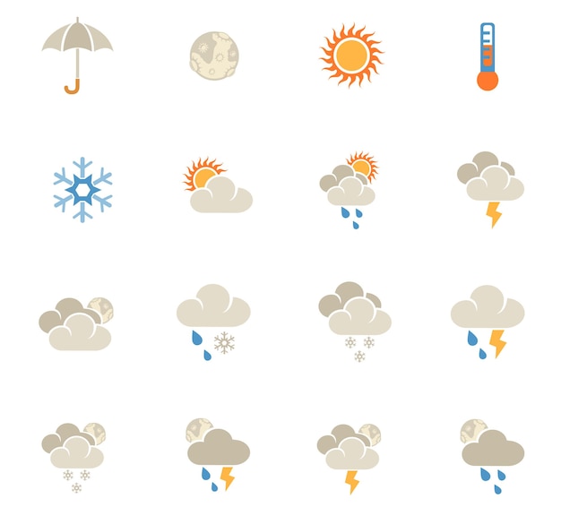 Weather colored icons symbols