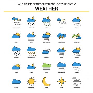 Premium Vector | Weather flat line icon set