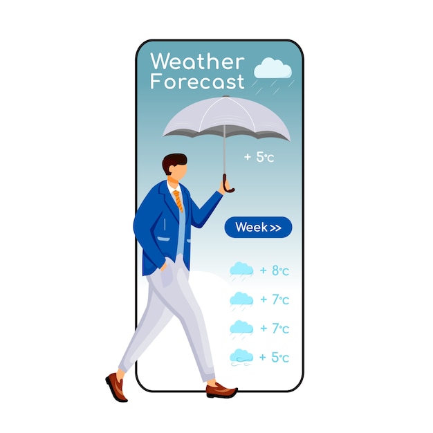 Weather forecast cartoon app screen