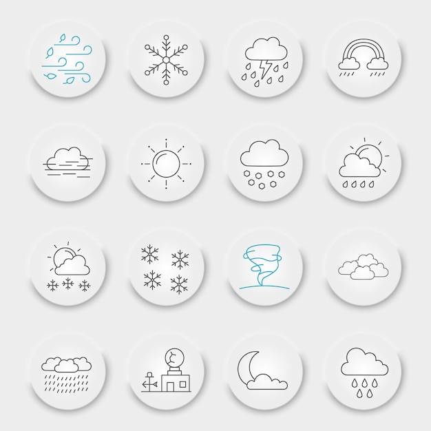 Vector weather forecast line icon set