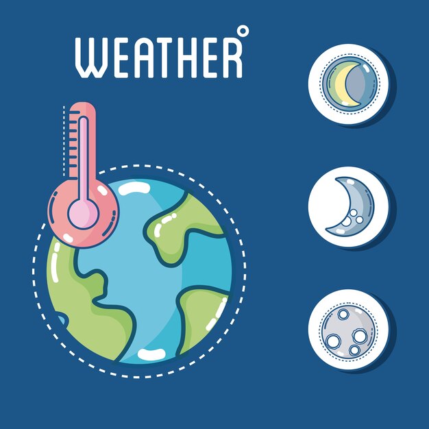 Vettore modello di previsioni e meteo con elementi