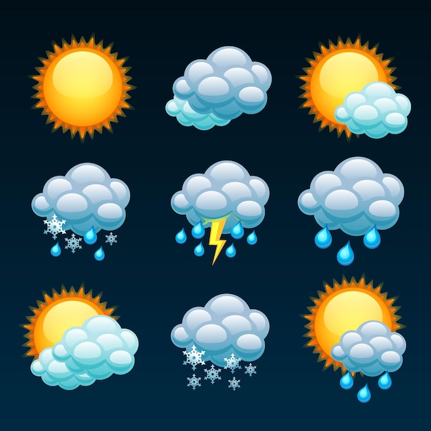 Weather forecast vector icon set