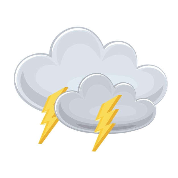 Weather icon - cloud with lightning. Vector illustration isolated on white