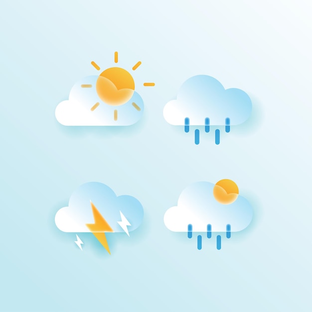 Weather Icon Glass Morphism Look for mobile Apps or Website template