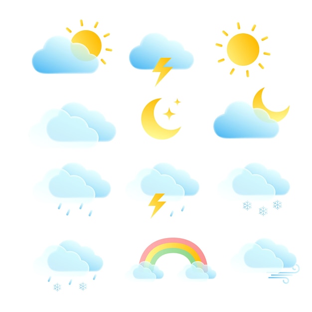 Weather icon set. 3d modern design.