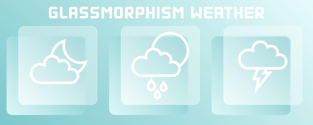 Weather icon vector set Weather icon Weather icons on glassmorphism templates