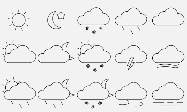 Collezione di icone meteo.