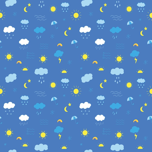 Vector weather seamless pattern vector illustration hand drawing