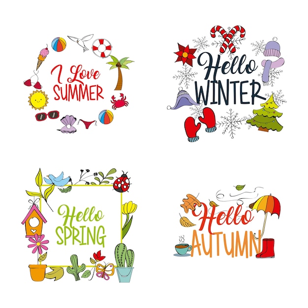 Vector weather season winter summer autumn spring