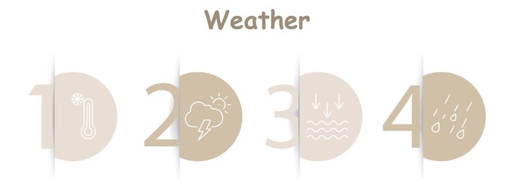 Vector weather set icon snowflake thermometer storm cloud wave arrows rainfall weather conditions climate precipitation temperature