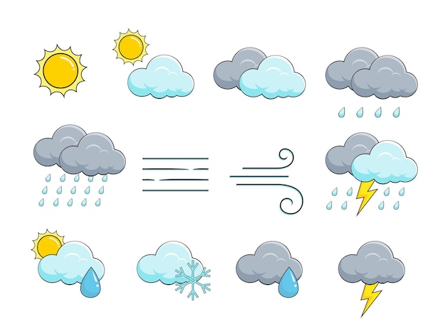 Weather signs and symbols vector part 1