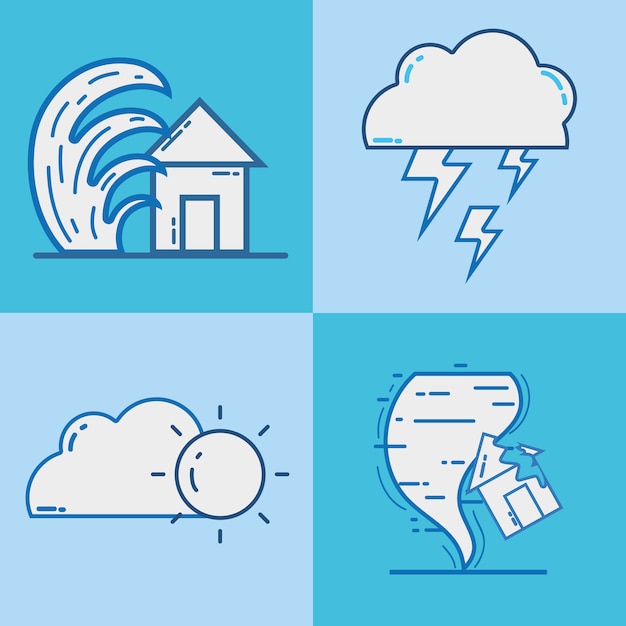 Vector weather storm liner icon flat