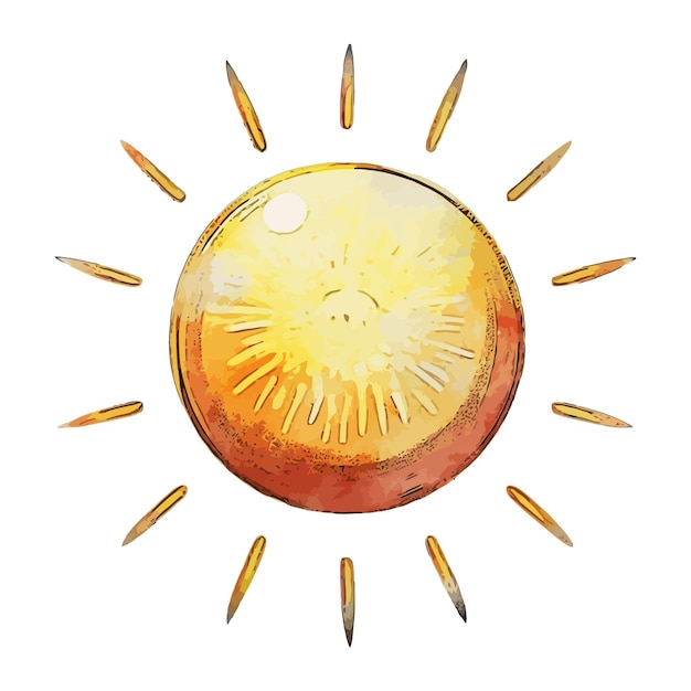 Weather Sun Watercolor vector Illustration