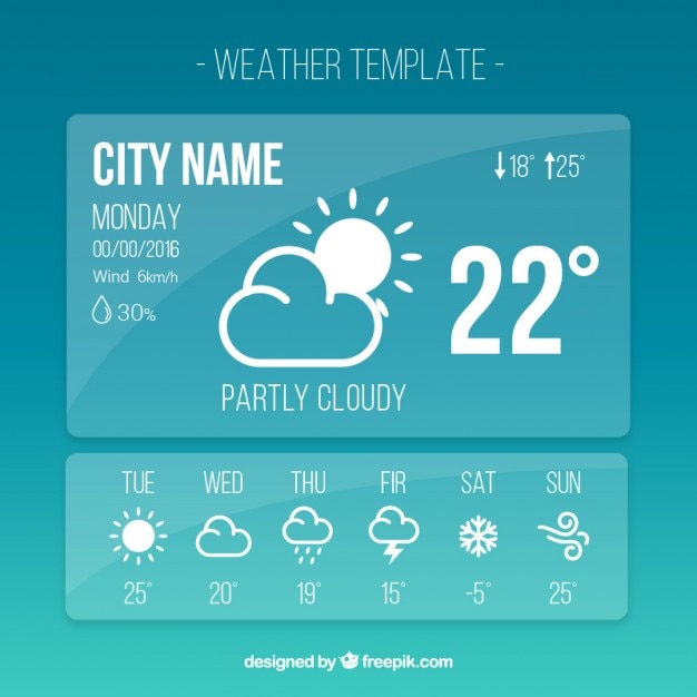 Vector weather template app in simple style