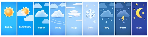 Weather template set Realistic style