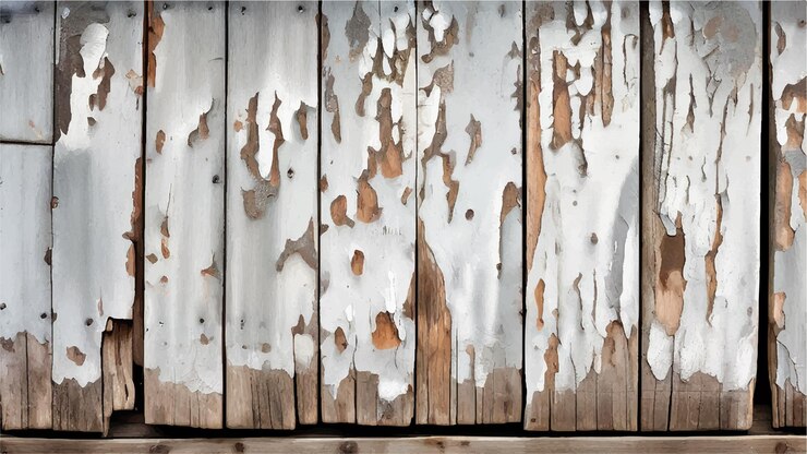 Vector weathered wooden background texture of old painted cracked and bugged boards old wood texture