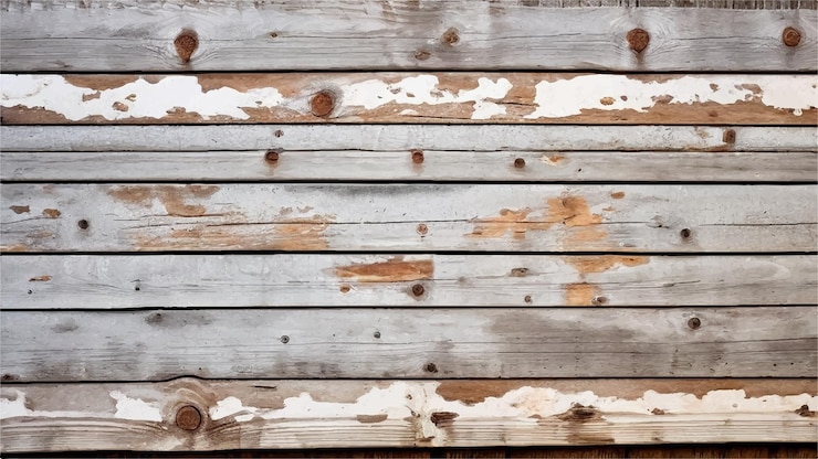 Vector weathered wooden background texture of old painted cracked and bugged boards old wood texture