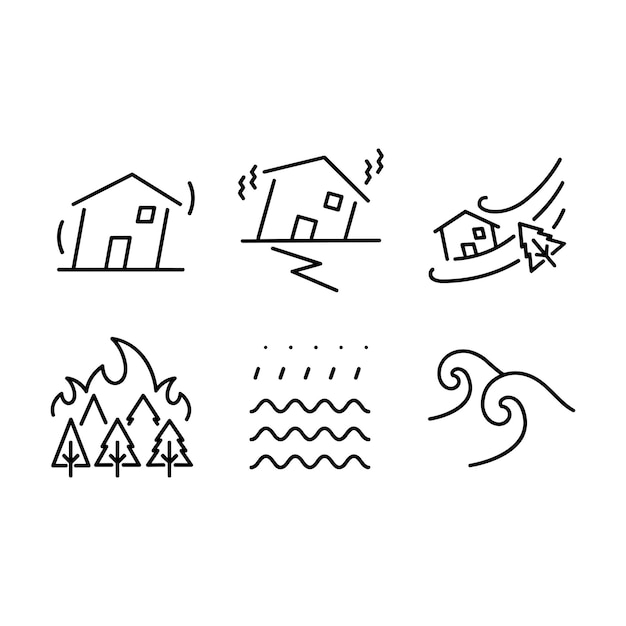 Vector weathers and disasters pixel perfect icons