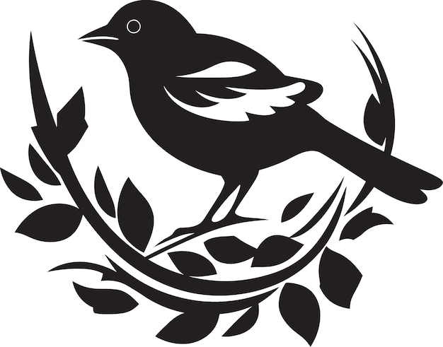 Vector weaver s wings vector nest symbol nest genius black bird emblem