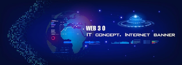 Vector web 30 cyber background new next generation internet network technological process information data exchange using internet internet network 30 communication of the future