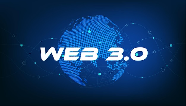 Vector web 30-tekst op puntwereldplaneet nieuwe versie van de website met behulp van blockchain-technologie cryptocurrency en nft-kunstvector