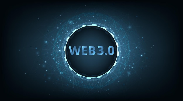 Web 30 text on dark blue circle technology background design