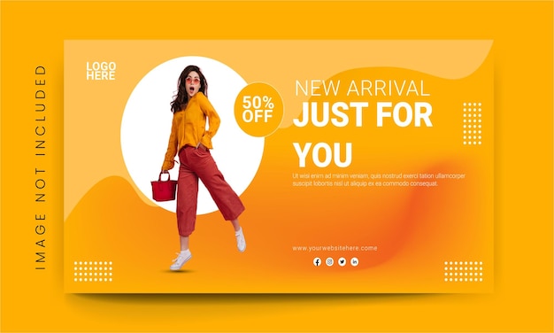 A web ad for a new arrival that is 50 % off