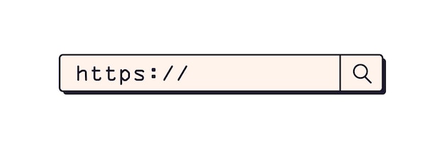 web address bar for http url. browser cell, blank frame, field for https link, domain. ui design element in retro digital technology style. flat vector illustration isolated on white background.