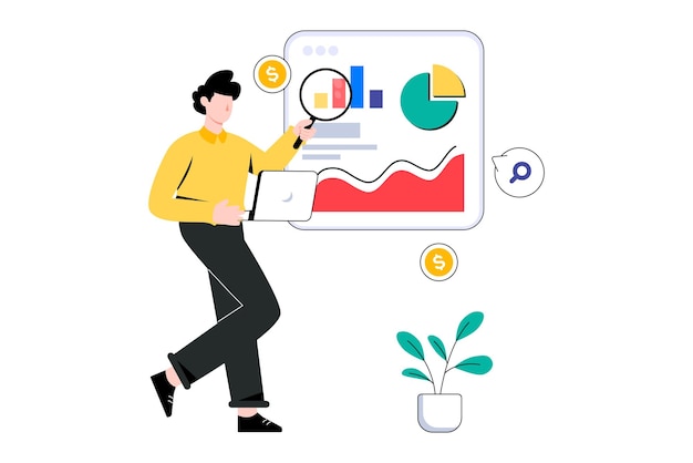 Web Analytics フラット スタイル デザイン ベクトル イラスト。ストックイラスト