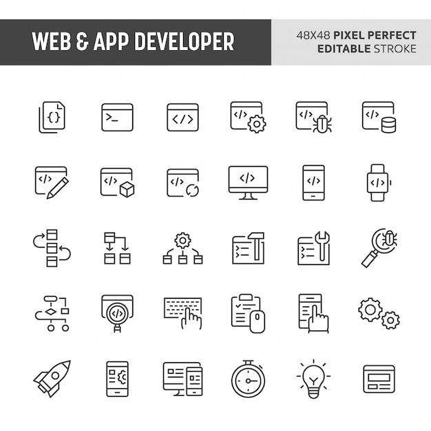 Vector web & app developer icon set