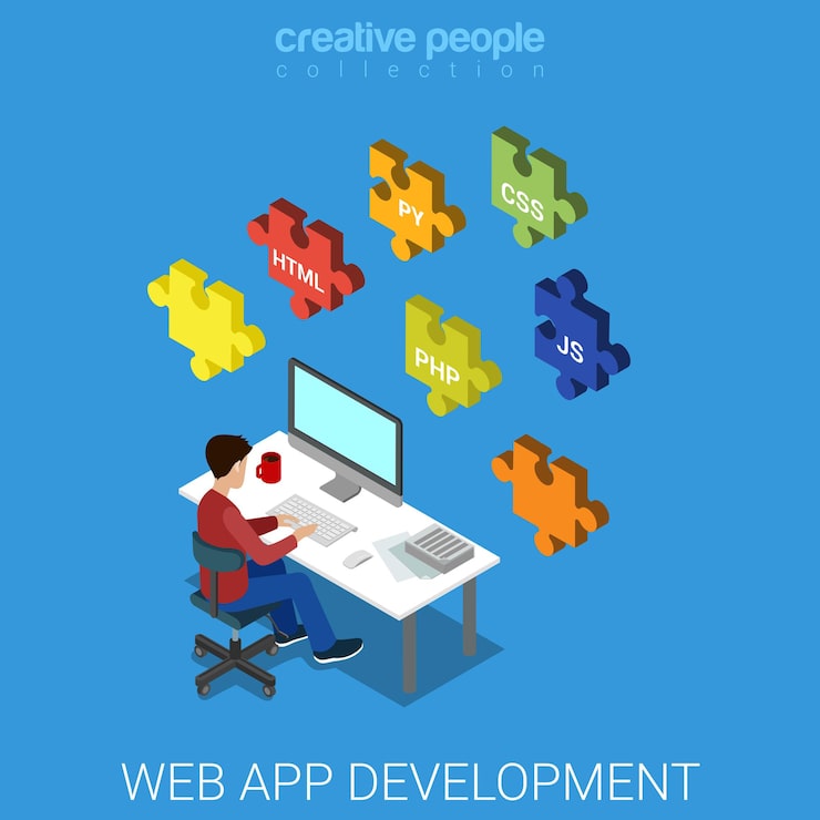 Vector web application software frontend backend database development code programming.
