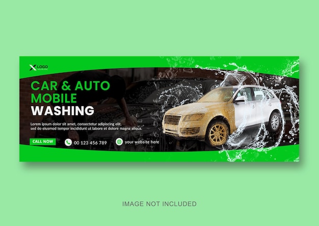 Vettore web banner car wash service deluxe car wash facebook cover e template design