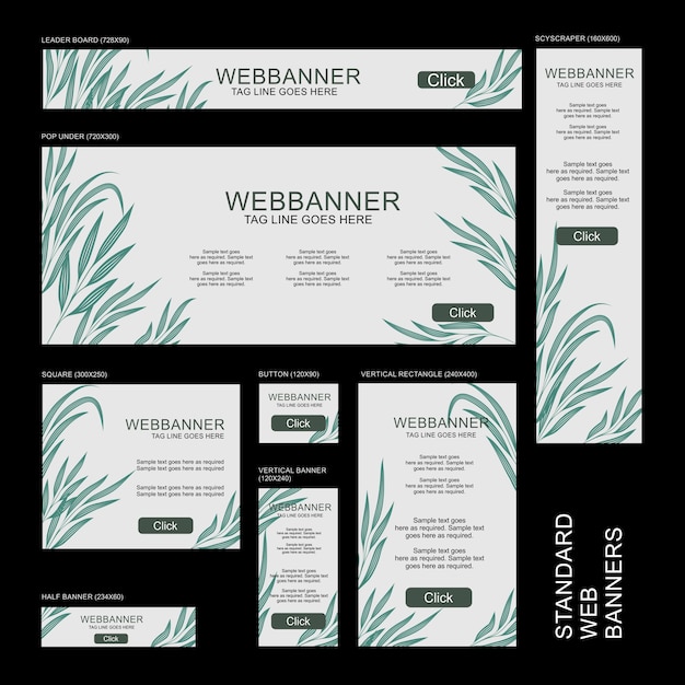 Vettore collezione banner web - botanico