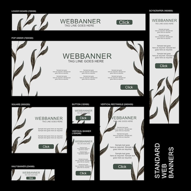 Vector web banner collection - botanical