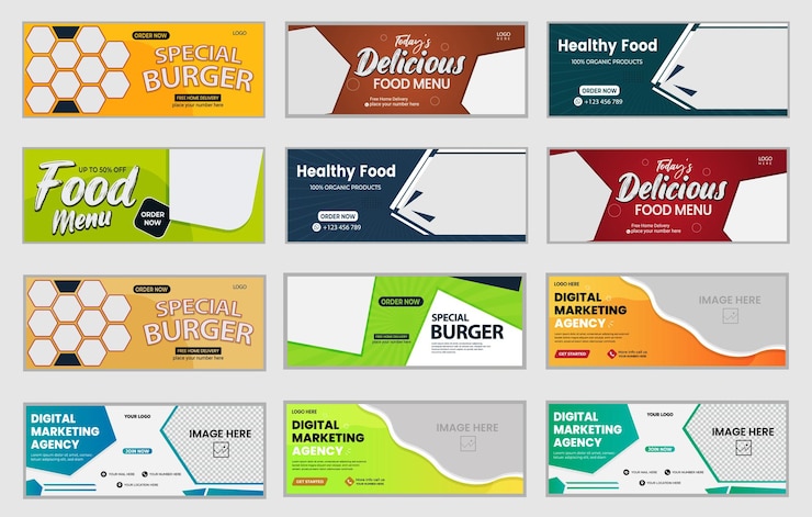 Vector web banner design template bundle, set of facebook banner designs