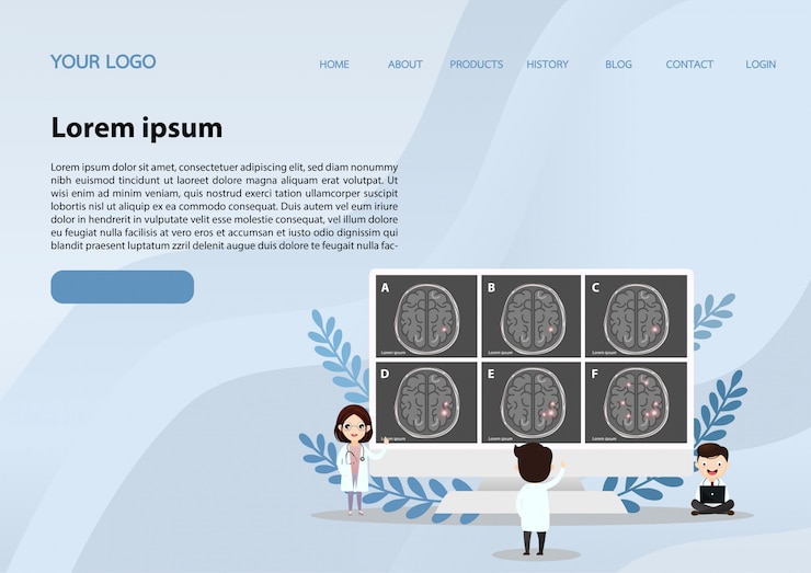 Vector web banner design template. human brain stroke.