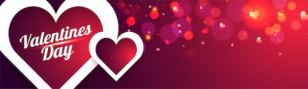 Web banner design for Valentines Day on shiny pink and orange background.