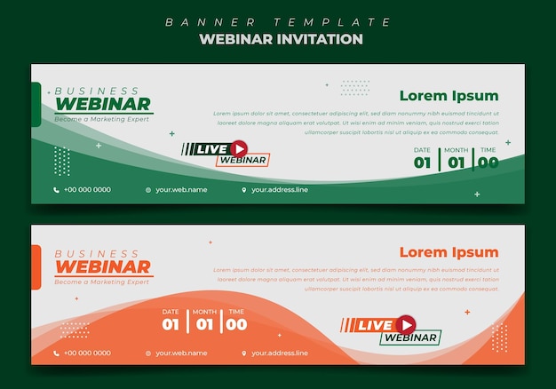 Vector web banner design with green and orange background for online advertisement design