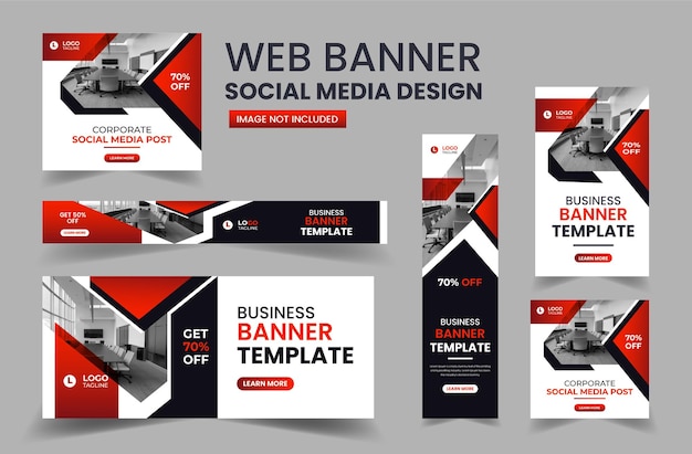 Vettore impostazione layout banner web modello banner annunci copertina social media pacchetto modello web banner aziendale