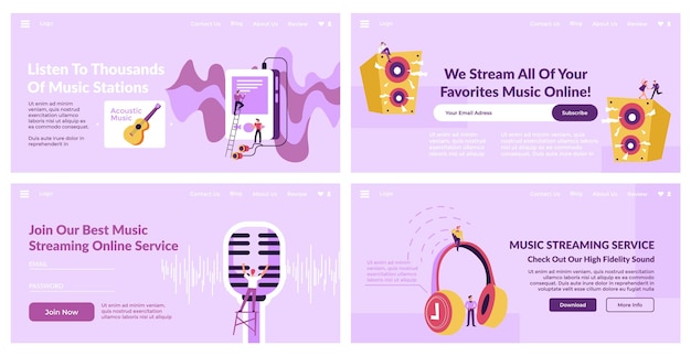 Set di banner web per la promozione del servizio di streaming musicale
